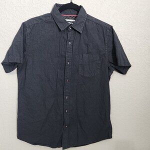 Monument Button-Up Shirt Mens M Navy Dotted Short Sleeve